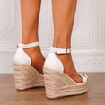 thumbnail image 6 of Pandaie Women's Platform Espadrille Wedge Sandals Comfortable Open Toe Ankle Strap Buckle Sandal for Women Dressy Summer Shoes White,9.5, 6 of 9