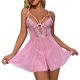 thumbnail image 1 of Txlixc Traje de pijama para mujeres, encaje de cuello en V con cordón de hombro fino italiano Txlixc  moda, 1 of 8