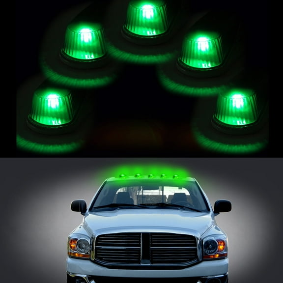 CCIYU 5 Pack Clear Cab Marker Clearance Running light with Base Housing   T10 6SMD Green LED Light Replacement fit for Truck 4x4 1980-1997 Replacement fit for Ford