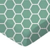 SheetWorld Fitted 100% Cotton Percale Play Yard Sheet Fits BabyBjorn Travel Crib Light 24 x 42, Seafoam Blue Honeycomb