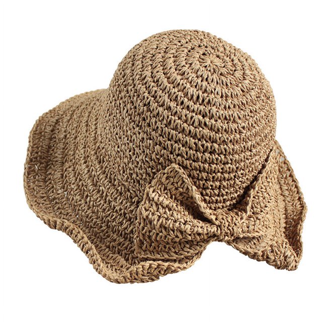 Sombrero de playa plegable ancho para mujer, sombrero de verano para mujer, sombrero de pajarita