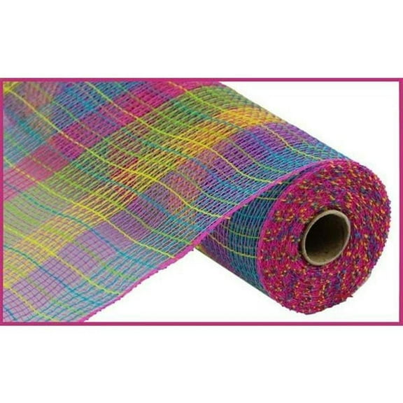 10" Small Check Fabric Mesh Ribbon: Hot Pink, Green, Yellow, Lavender, Turquoise