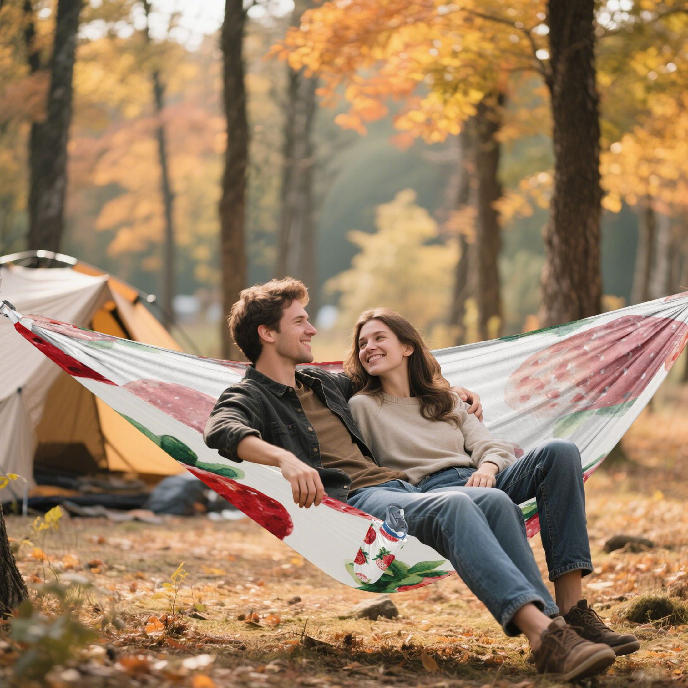 Hammock Camping Hammock Nylon Portable Hammock Travel Camping Hammock Juicy Strawberry Red Pattern