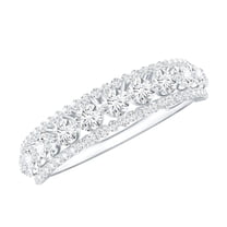 Rosec Jewels Lab Created Diamond Wedding Anniversary Band Ring for Women - EF-VS Quality, 10K White Gold, US 9.50
