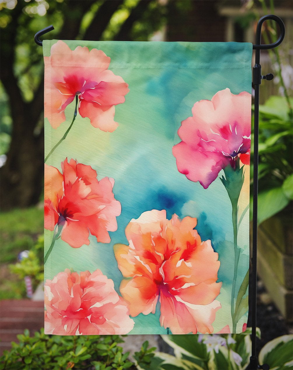 Carnations in Watercolor Garden Flag 11.25 in x 15.5 in