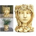 thumbnail image 4 of koolsoo Face Sculpture Cactus Head Flowerpot Plant Pots Container Wood, 4 of 8