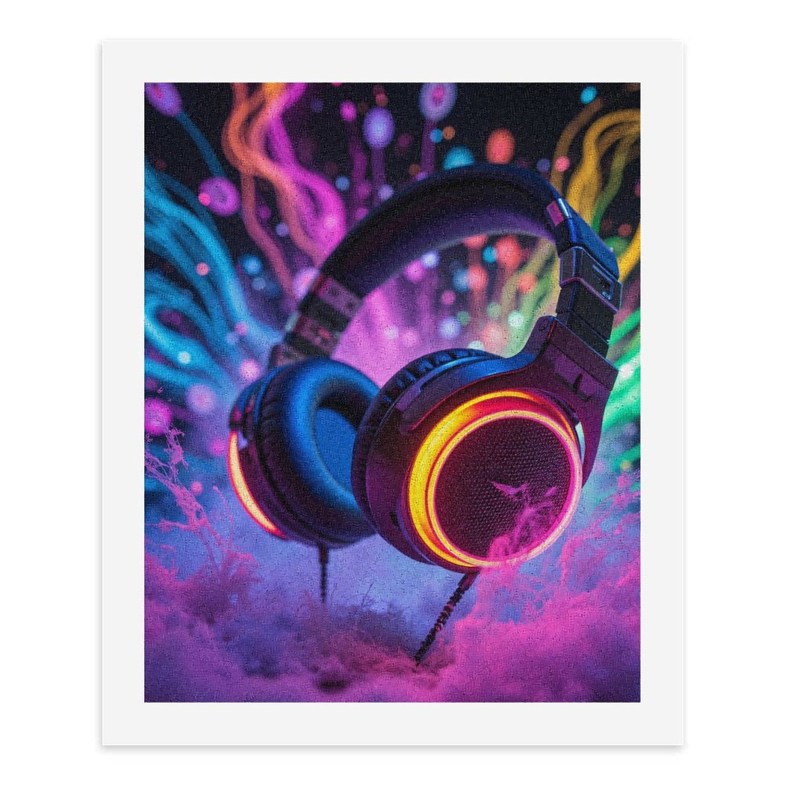 Paint by Numbers Kit for Adults, Neon Headphones Music Art Vibes Paint by Numbers, Easy Paint by Numbers Kit for Adults Beginner, DIY Adult Paint by Number Kits on Canvas, Home Decor