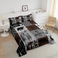 thumbnail image 4 of Retro Farmhouse Cabin Quilt 3Pcs, Rustic Bear Deer Comforter Set Queen Size Teens Adult Men, Camping Lodge Decor Bedding Buffalo Check Plaid Hunting Animal Duvet Insert, Brown Gray, 4 of 5