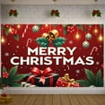 thumbnail image 2 of Red Theme Christmas Banner Festive Merry Christmas Banner Snowflake Design Gift Pattern Holiday Banner for Christmas Party Holiday Celebration Indoor Decoration, 2 of 9