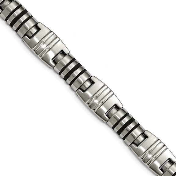 White Stainless Steel bracelet Men's Black 8.25 in