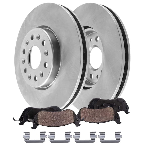 Detroit Axle - Front Brake Kit for 2017-2020 Cadillac XT5, 2020 XT6, 2018-2020 Buick Enclave, 13.58" inch Disc Brake Rotors Ceramic Brakes Pads with Hardware Replacement