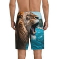thumbnail image 5 of Cauagu Ice Blue Coastal Lion Print Pajama Bottoms for Men Sleep Pajama Shorts Elastic Waistband Sleep Pajama Short Men's PJ Shorts -3X-Large, 5 of 6