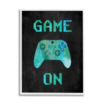 Stupell Industries Pixel Game On Controller Art for Kids Painting White Framed Art Print Wall Art, 16 x 20