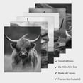 thumbnail image 2 of 6 Pack Farmhouse Highland Cow Animal Unframed Waterproof Canvas Wall Art Decor 8" x 10" Black and White Modern Western Rustic Canvas Wall Poster, 2 of 7