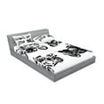 thumbnail image 2 of Ambesonne Black and White Fitted Sheet & Pillow Sham Set, Motorbikes, Queen, Orange Black, 2 of 2