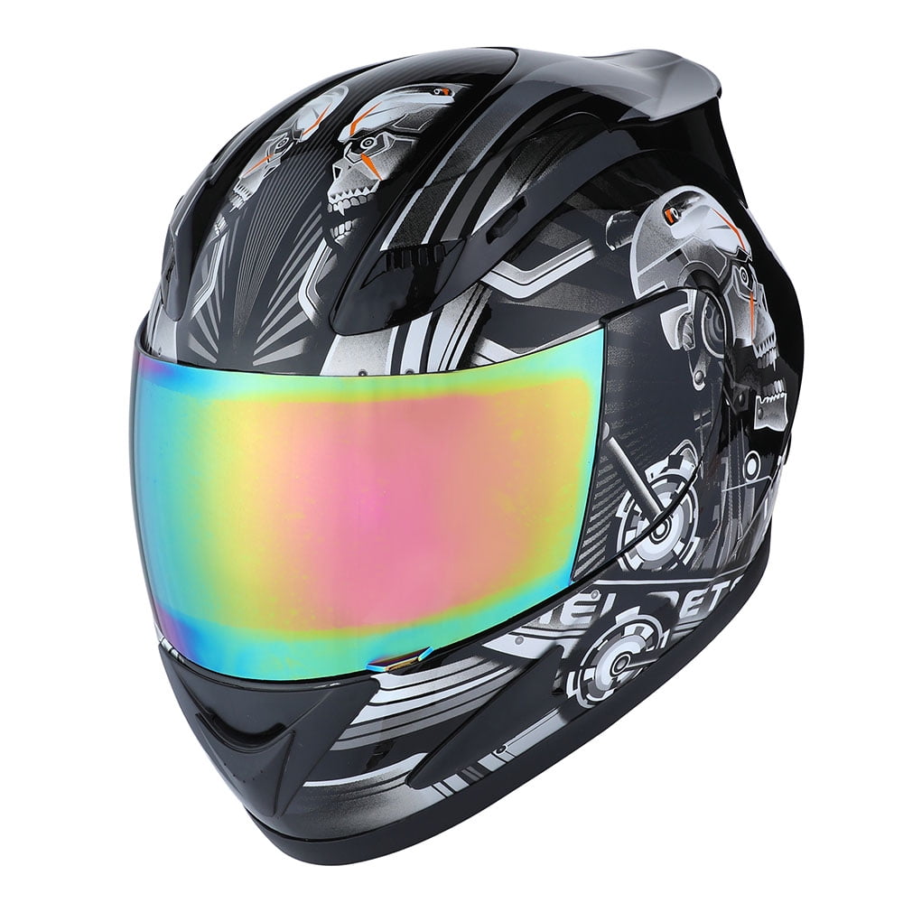 1STORM MOTORCYCLE BIKE FULL FACE HELMET HJDJ11 MECHANIC SKULL BLACK