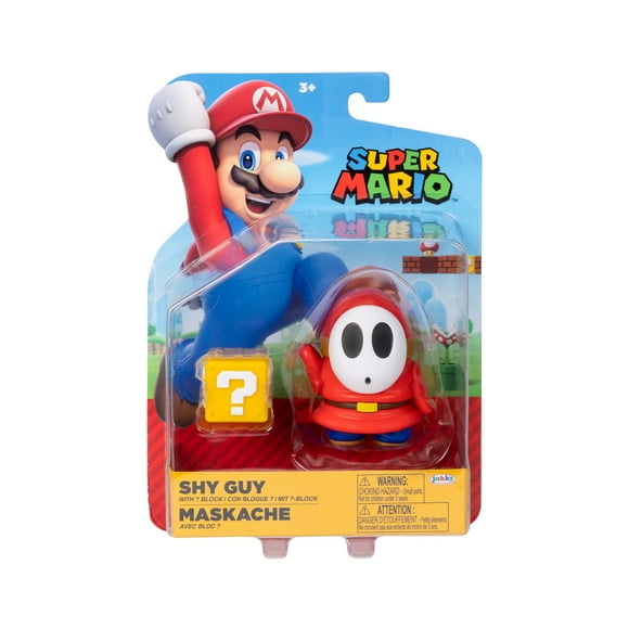 Figurine Super Mario 4 pouces – Homme timide rouge avec Bloc point d’interrogation