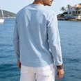thumbnail image 3 of Men's Cotton Linen V Neck Shirt Casual Long Sleeve Solid Color Summer Beach Tops, 2XL, 3 of 7