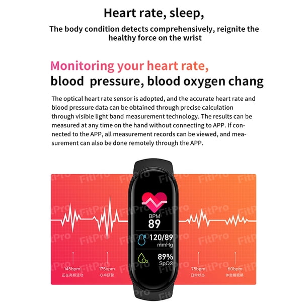Pulsera de monitor de presión arterial de frecuencia cardíaca unisex con reloj inteligente deportivo magnético M6