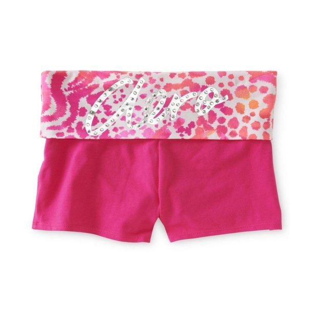 Pantalones cortos deportivos Aeropostale para yoga con diamantes de imitación mujer rosa extragrande