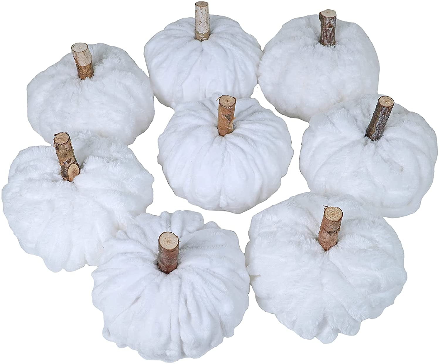 White Chenille Pumpkin Handmade Autumn/Fall/Thanksgiving Farmhouse Decorations 