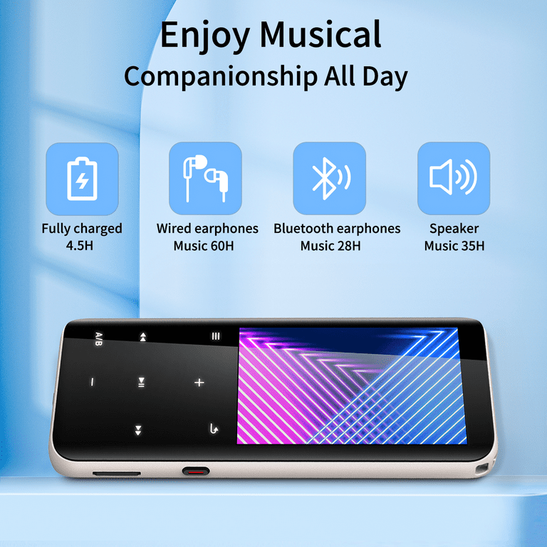 Telele 96GB Mp3 Player with Bluetooth 5.0 - Portable Digital Lossless Music  MP3 MP4 Player with FM Radio HD Speaker