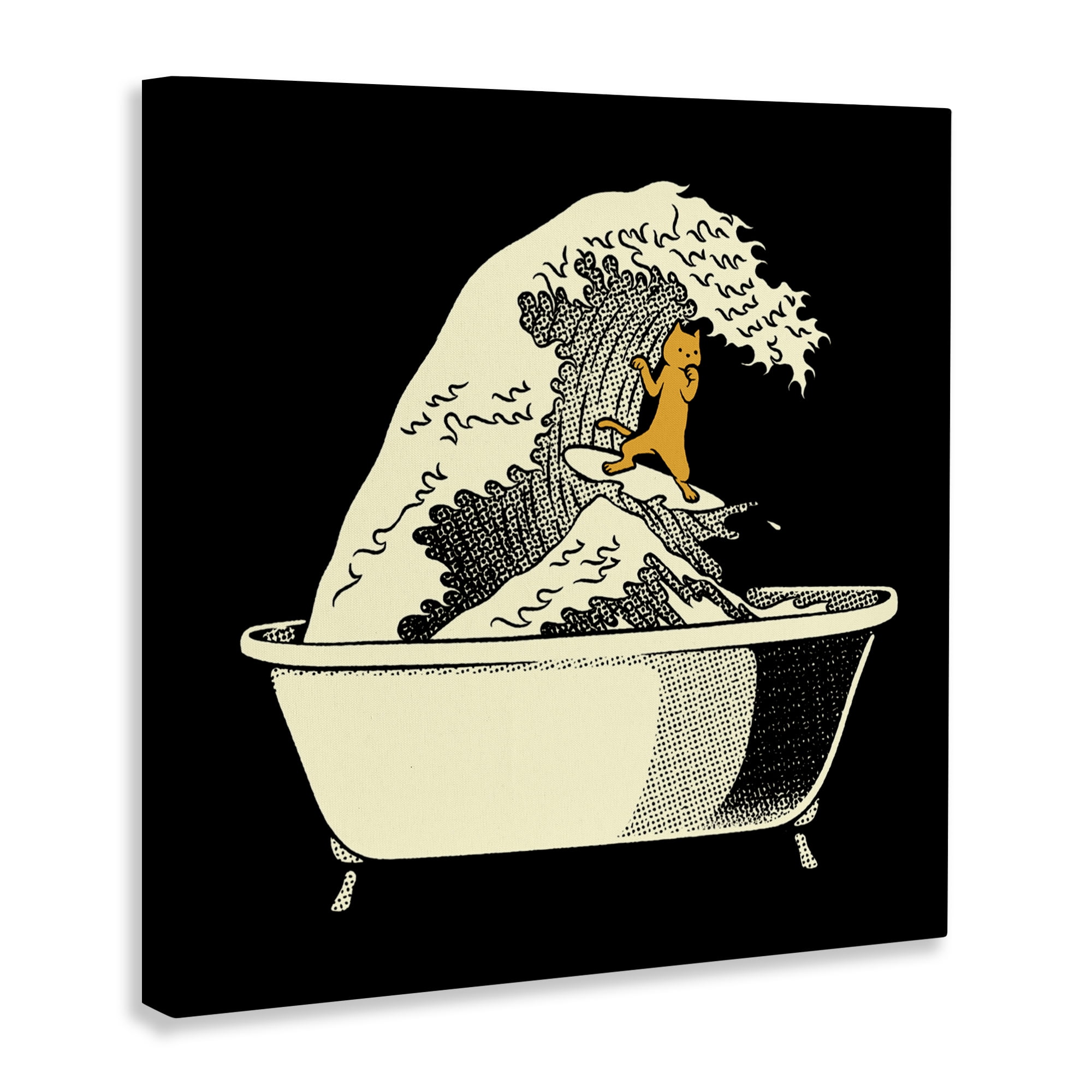 Stupell Industries Kanagawa Bathtub Cat Canvas Wall Art, design by Tobe Fonseca