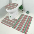 thumbnail image 2 of Red and Green Christmas Pattern Bathroom Rugs Sets 3 Piece,Toilet Cover Set,Absorbent Non Slip Bathroom Mats Sets with U-Shaped Contour Rug Toilet Rug Set, 2 of 5