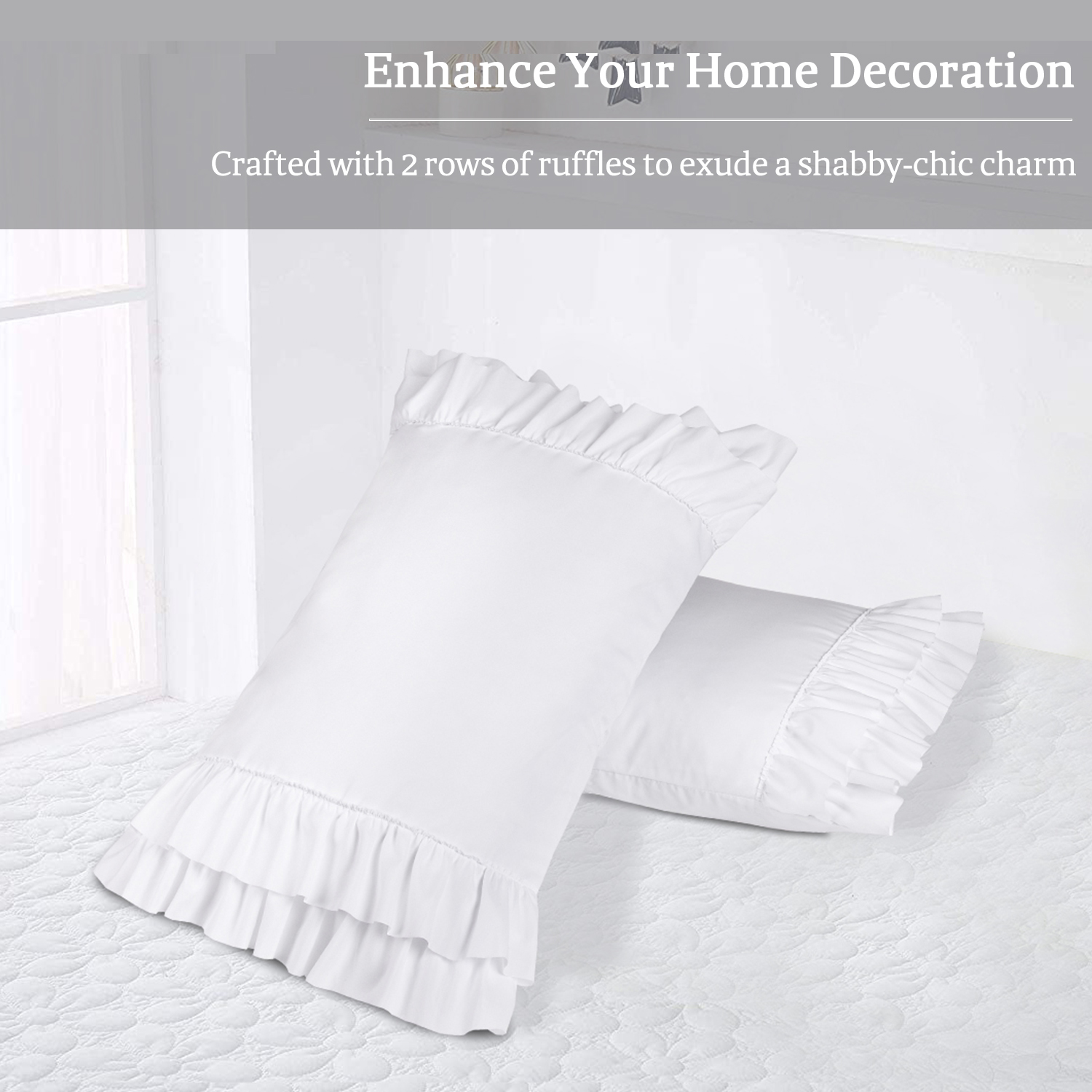 Set of 2 Classic Ruffle Decorative Pillow Shams