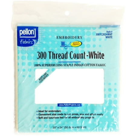 300 Thread Count Cotton Fabric For Embroidery-White (Best Fabric For Embroidery Hoops)