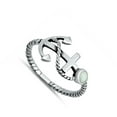 thumbnail image 4 of CHOOSE YOUR COLOR White Simulated Opal Nautical Anchor Rope Ring .925 Sterling Silver CZ Female Size 7, 4 of 4