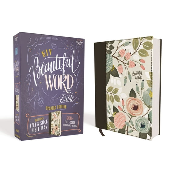 Beautiful Word Niv, Beautiful Word Bible, Updated Edition, Peel/Stick Bible Tabs, Cloth Over Board, Multi-Color Floral, Red Letter, Com, (Hardcover)