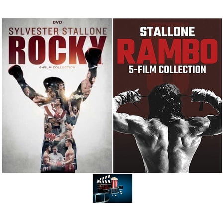 Sylvester Stallone 11 DVD Bundle ROCKY 6 FILM COLLECTION & RAMBO 5 FILM COLLECTION Includes Movie Take Art Card