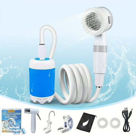 [Portable Shower Pump] Portable Outdoor Shower Pump | Camping Shower Head - Draws Water from Bucket, Perfect for Camping, Hiking, Travel, Car Washing, and Pet Cleaning