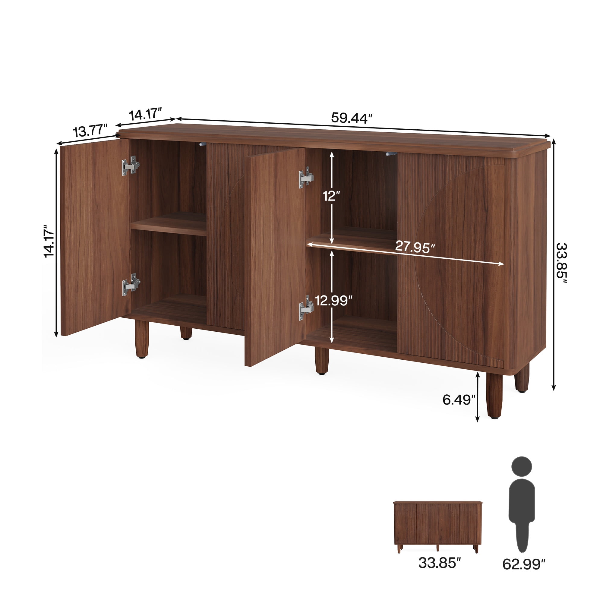 MAYEERTY Spacious Countertop Buffet Cabinet 4-Tier Storage for Dishware Utensils