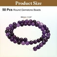 thumbnail image 2 of Uxcell 50pcs Natural Stone Beads 6mm Purple Crystal Round Gemstone Stone Loose Beading Real Genuine Smooth Balls Bead for Jewelry Making Bracelets Necklace Earrings DIY, 2 of 7