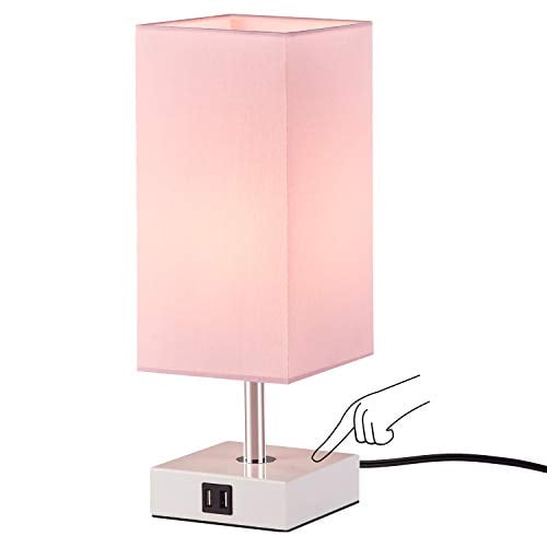 Dim Boncoo Bedside Touch Control Lamp with 2 USB Charging Ports USB Table Lamp 