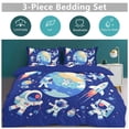 thumbnail image 5 of 3 Pcs Soft Bedding Set, Includes 1 Duvet Cover with Zipper And 2 Pillow,Shams Cartoon Space Astronaut Full(79"×90"), 5 of 8