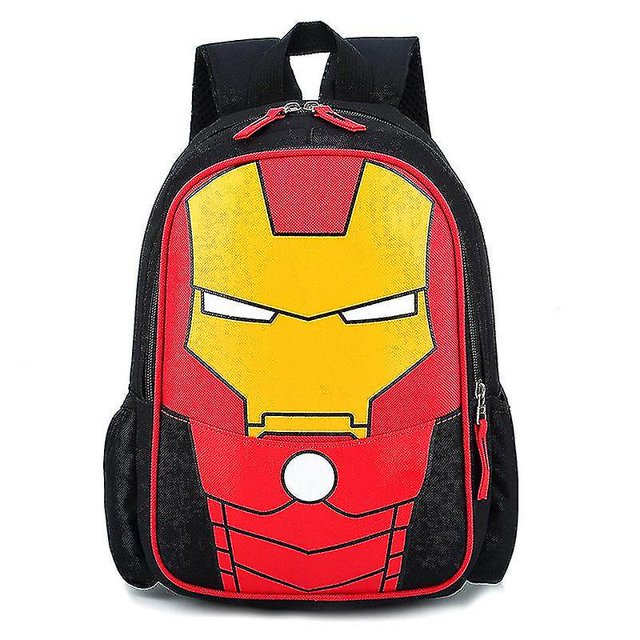 (Hierro Man Black) Kids Superhero Backpack Spiderman Superman School Book Bag Rucksack Afortunado Sencillez