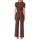 thumbnail image 3 of INSPIRAR CHIC Conjunto de Pijama de Mujer de Punto Acanalado de 2 Piezas con Top Corto de Manga Corta y Pantalones, Conjuntos de Ropa Casual XS Marrón, 3 of 5