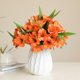 thumbnail image 1 of Artificial 6 Heads Trumpet Flower Stems Faux Fabric Floral Arrangement For Home Office Wedding Table Vase Decor 19.29 Inch Realistic Blooms, 1 of 6