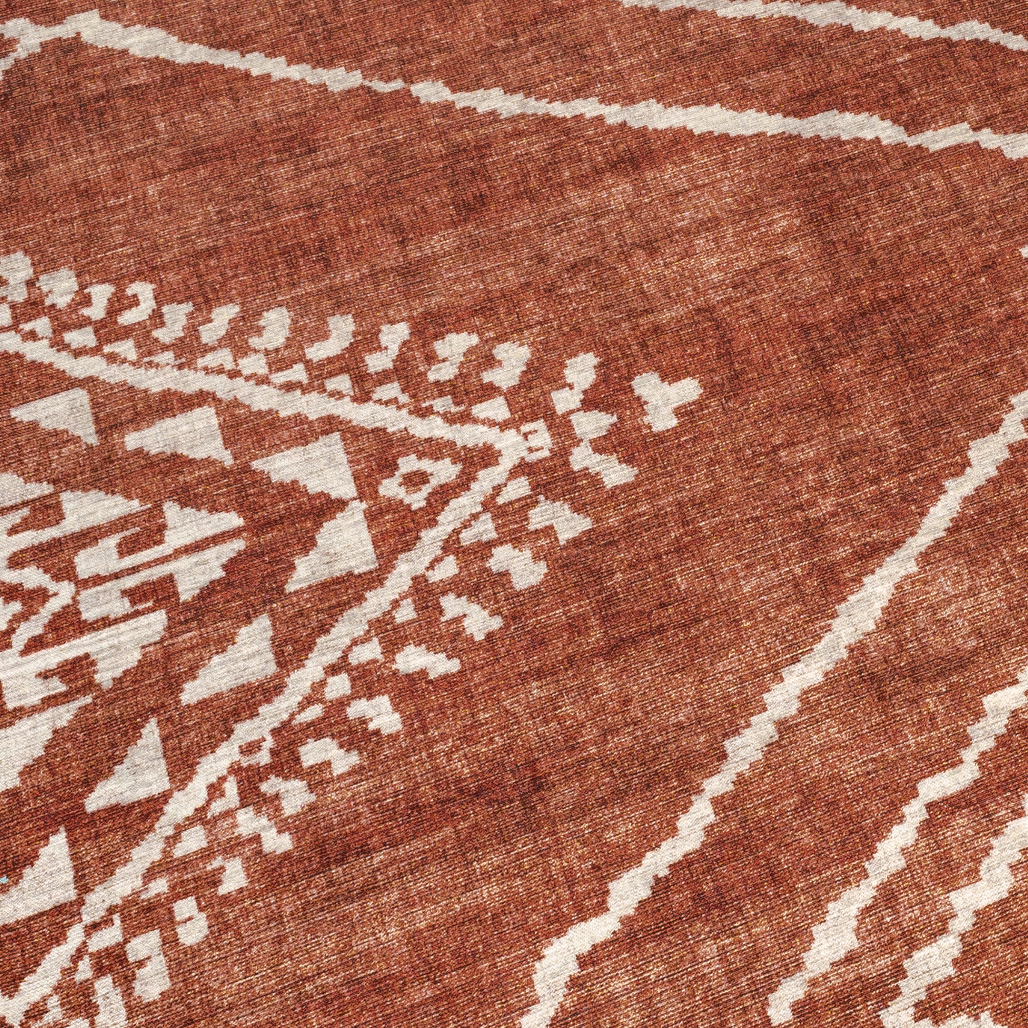 ReaLife Rugs Machine Washable Area Rug - Living Room Bedroom Bathroom Kitchen Entryway Office - Padded Low Pile Stain Resistant Premium - Moroccan Diamond Tribal - Jax - Orange 5' x 7'