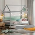 thumbnail image 3 of Gymax Lit Cabane Simple avec Tiroir-Lit, Toit, Base de Matelas Plateforme en Bois, Gris, 3 of 9