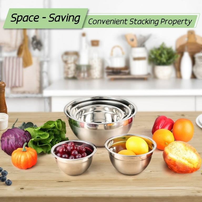Coliware Stainless Steel Mixing Bowls Set, 5 Pack Nesting Prep