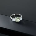thumbnail image 3 of Gem Stone King 3.55 Cttw Green Prasiolite and White Zirconia 3-Stone Engagement Ring for Women | 925 Sterling Silver | Cushion 8MM | Three Stone Wedding Engagement Anniversary Ring for Women, 3 of 5