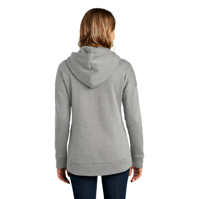 District Women Female Mock Neck Hoodie Dt1104 He Steel Large