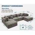 thumbnail image 2 of COZONY 140" Modular Cloud Sectional Sofa with Ottoman, Boneless U Shaped Convertible Couch, Double Chaise Deep Seat Chenille Sofa for Living Room, 2 of 5