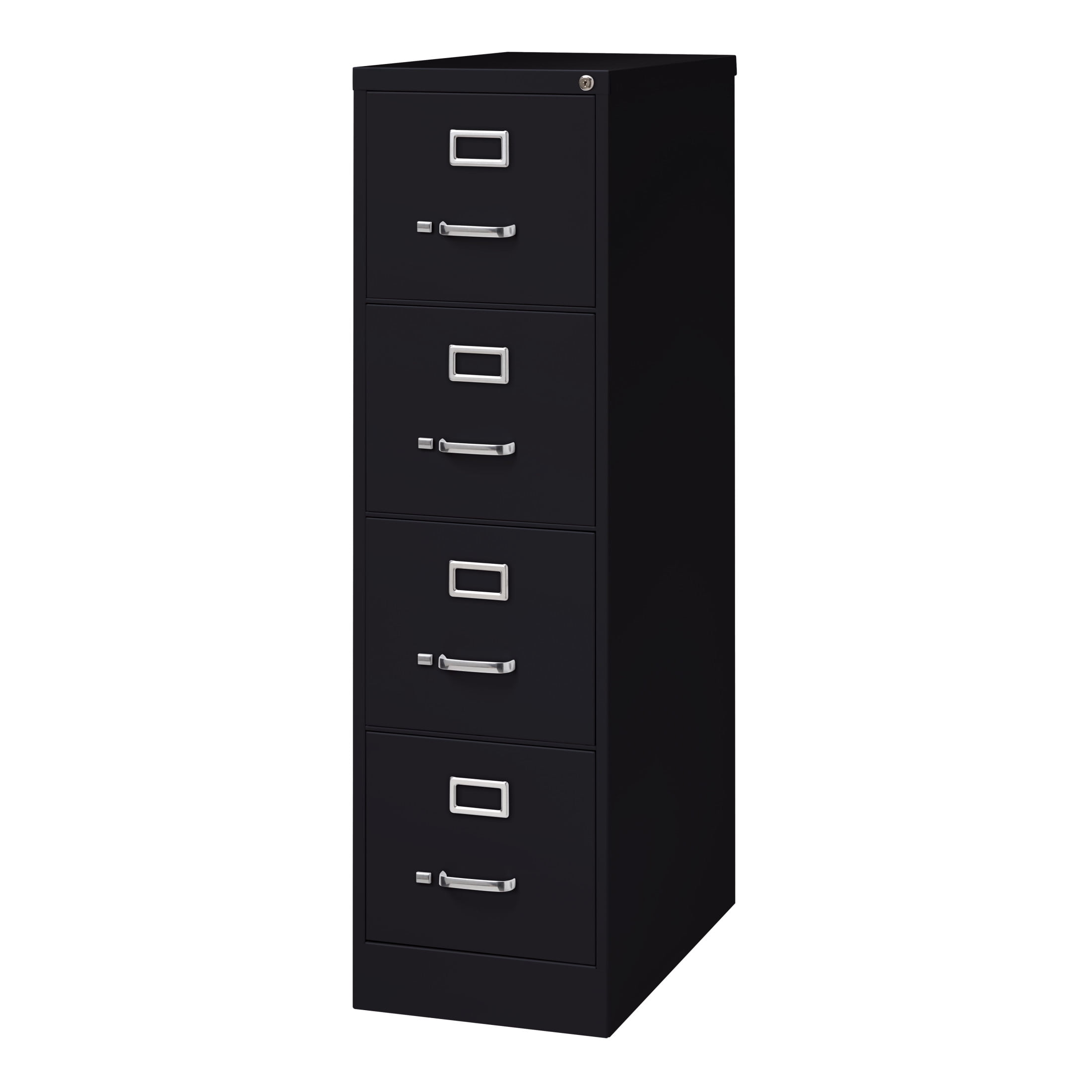 Hirsh Pro 4 Drawer Letter Locking Metal Vertical File Cabinet, 26.5" Deep, Black
