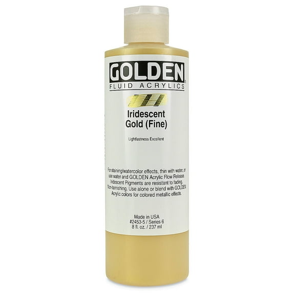 Golden Fluid Acrylic Paint - Iridescent Bright Gold (Fine), 8 oz