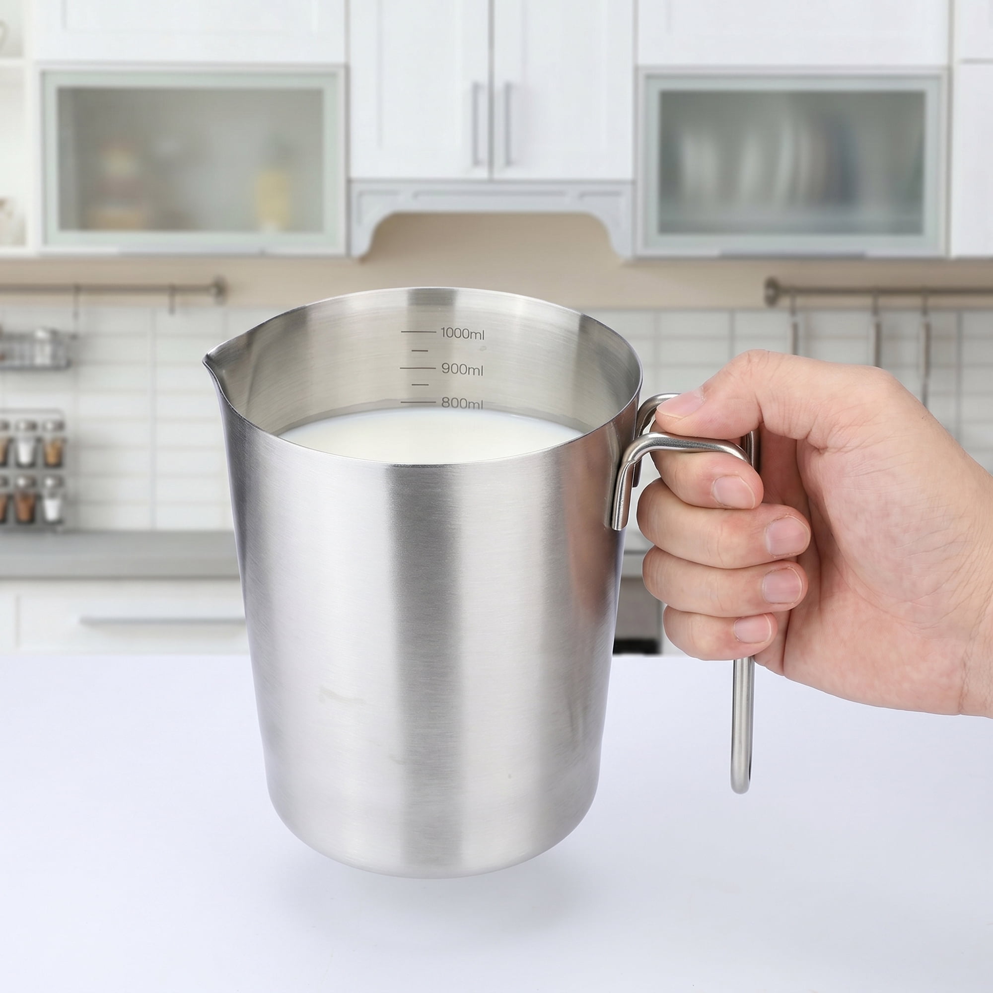 Unique Bargains Stainless Steel Measuring Cup for Kitchen Use Silver 1000ml